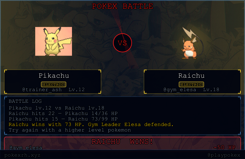 Gym battle card