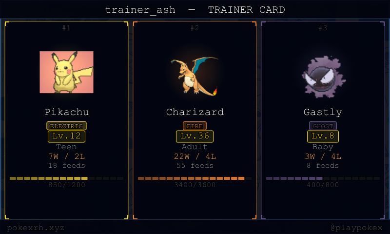 Team card showing 3 pokemon